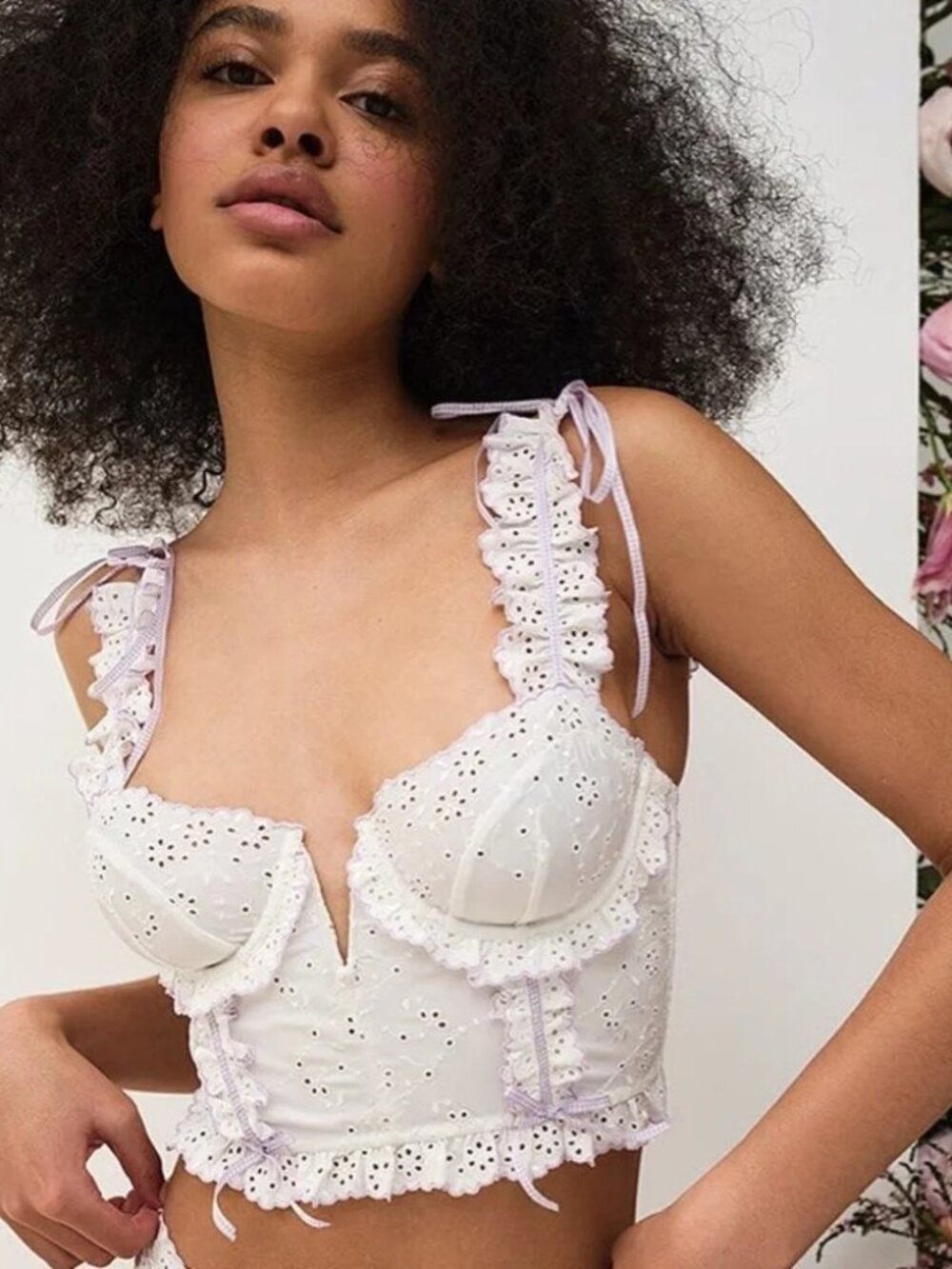 Victoria's Secret For Love and Lemons Daisy Eyelet Bustier Top White Size 38C